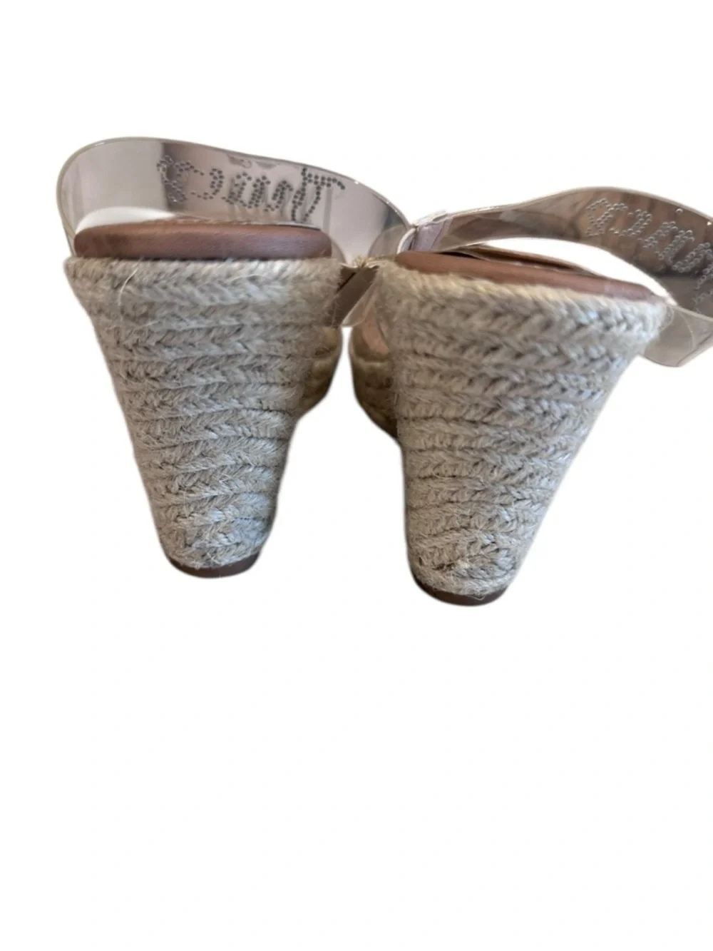 Juicy Couture Cristene Nude Espadrille Rhinestone Wedge Sandals Size 7.5